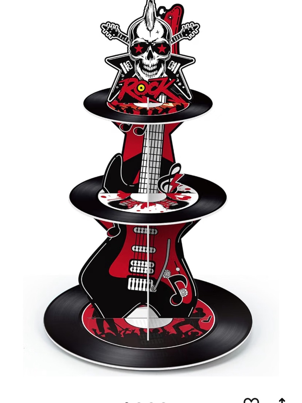 Rock Guitar Tiered Cupcake Stand – Red and Black